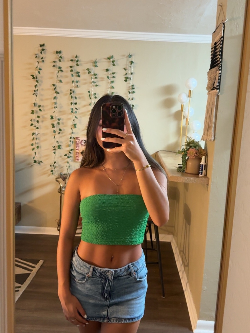 Green textured tube top